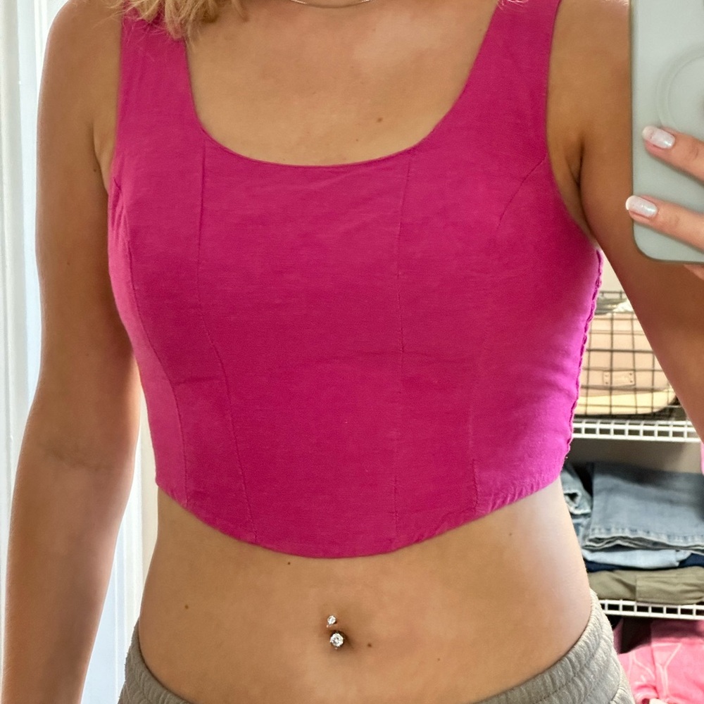 Pink Corset Crop Top
